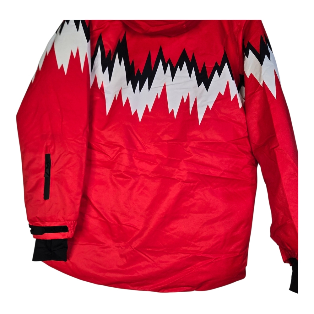 PHIBEE Youth, See Sizing, Red Outdoor Down Ski Jacket, Bold Zigzag Design- NWT - Picture 11 of 15